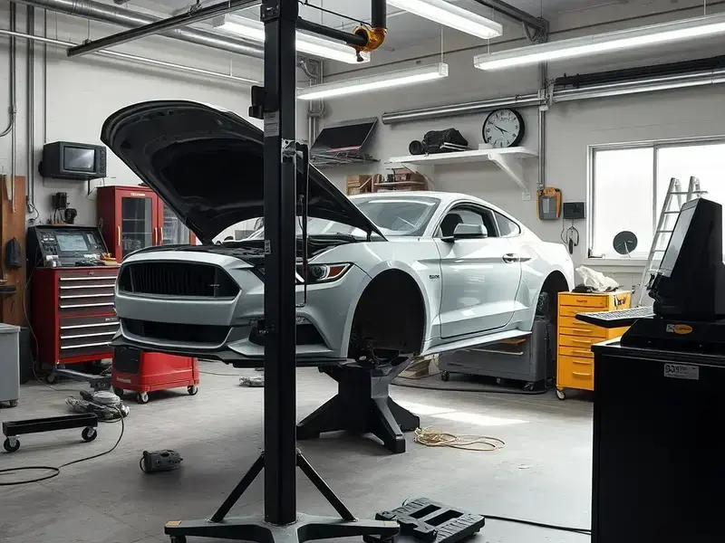 State-of-the-art auto body repair equipment and precision measuring systems in Paul Sateach's workshop