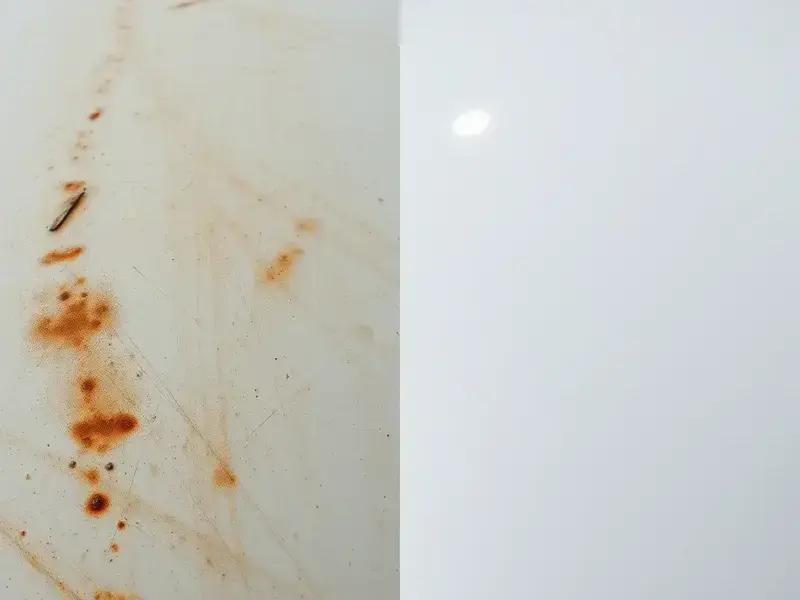 Professional paint restoration showing before and after transformation