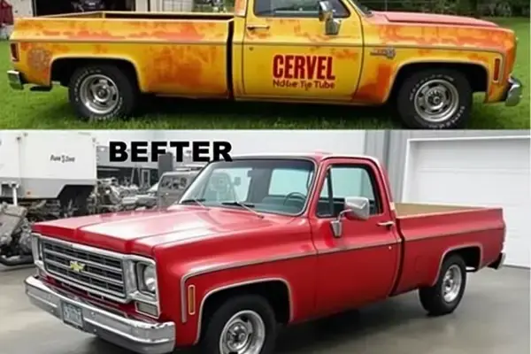 Completely restored vintage truck with showroom finish and chrome details