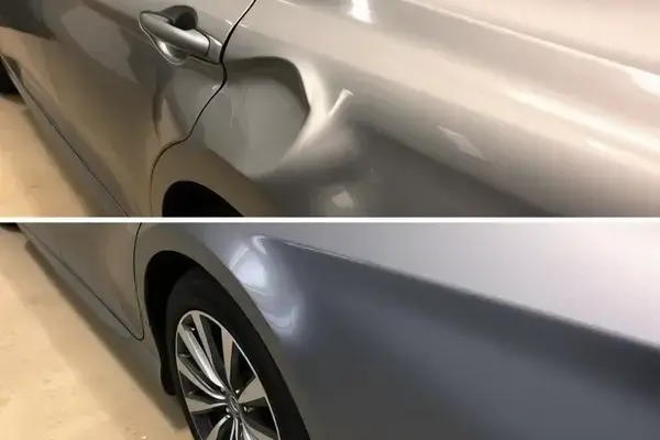 Perfectly repaired sedan with flawless paint match and alignment